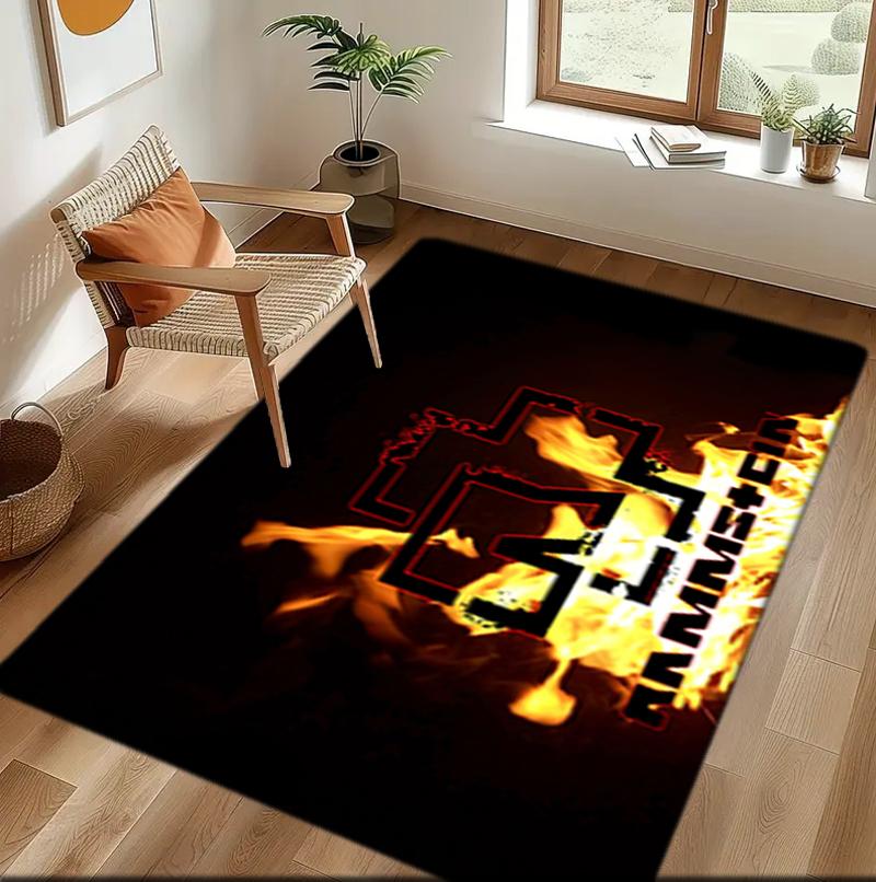 1 Stück Rammstein-Thema Gedruckter rechteckiger Teppich, Fußmatte für Zuhause, Outdoor-Reiseschutzteppich A4