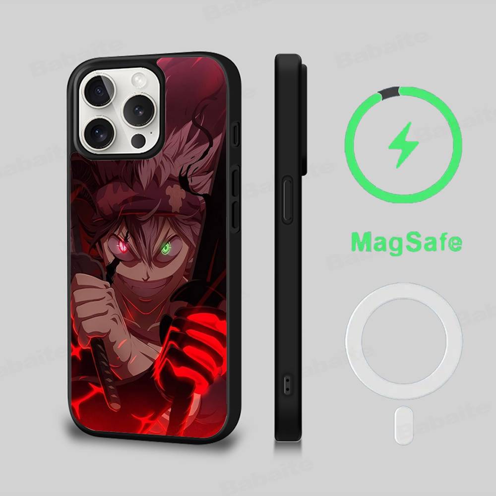 Anime Black C-Clover Phone Case Magnetic Case For IPhone 16 14 13 12 11 15 Pro Max Plus For Magsafe Wireless Charge Cover