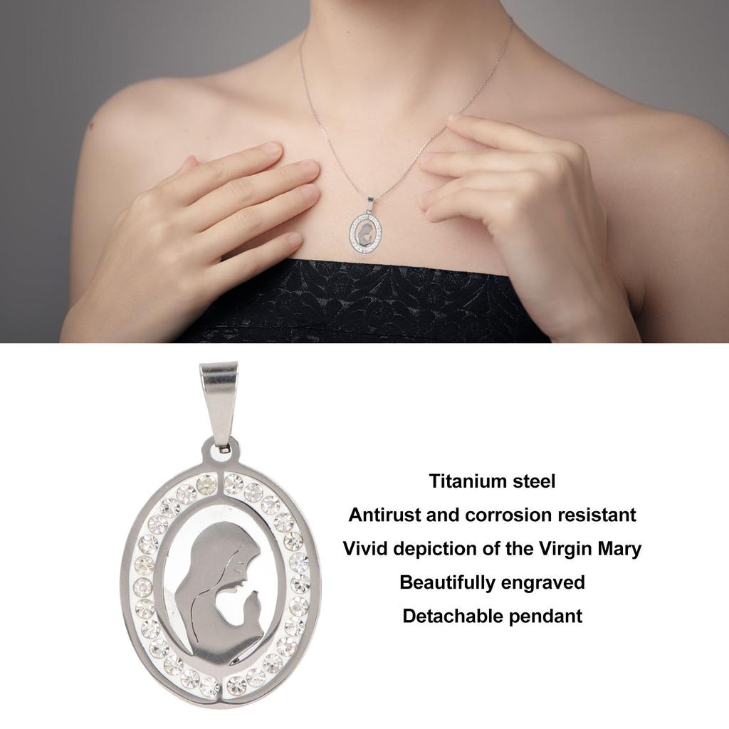 Virgin Mary Pendant Exquisite Carving   Steel Virgin Mary Jewelry for Men Women Daily Wear