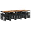 Vidaxl 15-Cz. Garden Furniture Set With Cushions, Black, PE Rattan