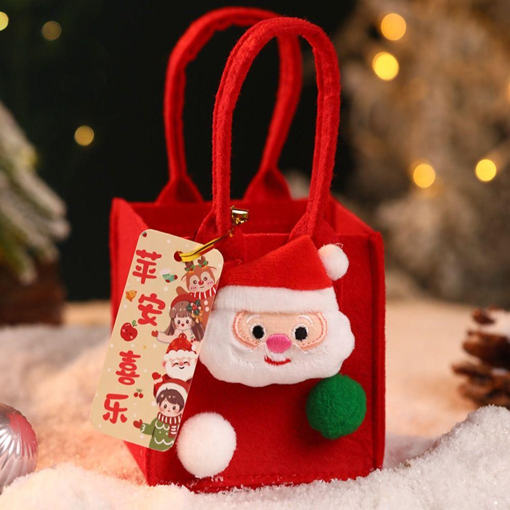 

Cartoon Christmas Candy Bag Santa Xmas Snacks Handbag Cookies Storage Bag Party Supplies зелёный