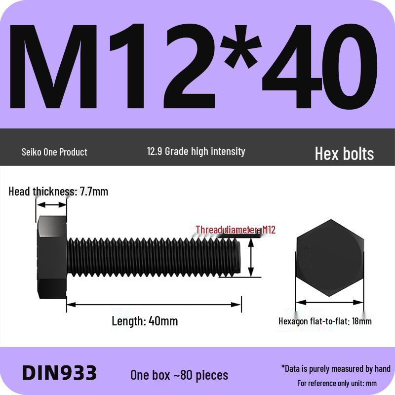 High Strength Class 12.9 Hex Bolt Set: M4-M16 Sizes