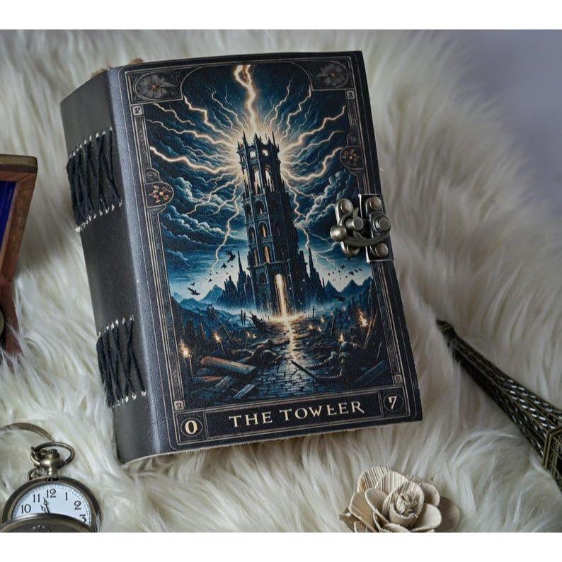 Journal  Gothic Grimoire Notebook  Handmade Occult Diary  Witchy Tarot Card Sketchbook  Dark Fantasy Spell book Gift.
