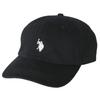 Polo Assun Cotton Cap with Embroidered Free Size U.S. Men's Low-Profile Logo, Black,