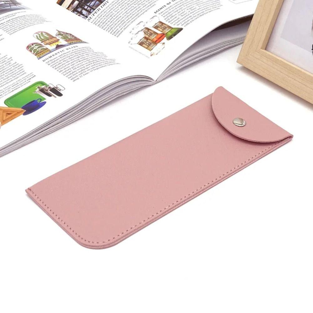Solid Color PU Leather Glasses Bag With Metal Buckle Mini Cosmetic Bag Lipstick Storage Bag  Ladies
