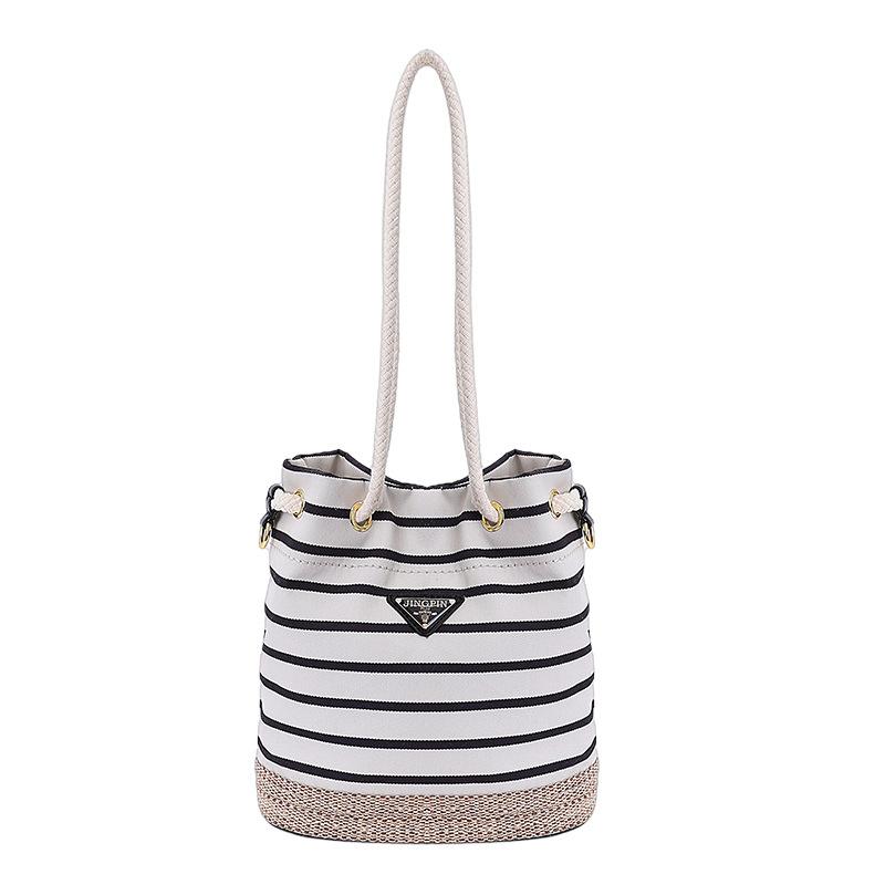 Striped Bucket Bag Women's New Summer Fashion Casual Shoulder Bag Commuter Messenger Bag