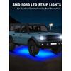 8 Pcs Car Led Light Strip IP67 Waterproof 11" Flexible Led Lights Underglow 12V for Car Motorcycle Boat Golf Cart Interior Exterior Decoration - Blue