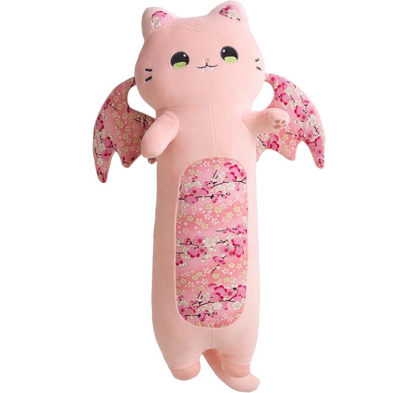 

Новая розовая японская сакура кошка с крыльями летучей мыши плюшевая игрушка набитая длинные кошки летучие мыши плюшевые для подарка на день рождения 60cm