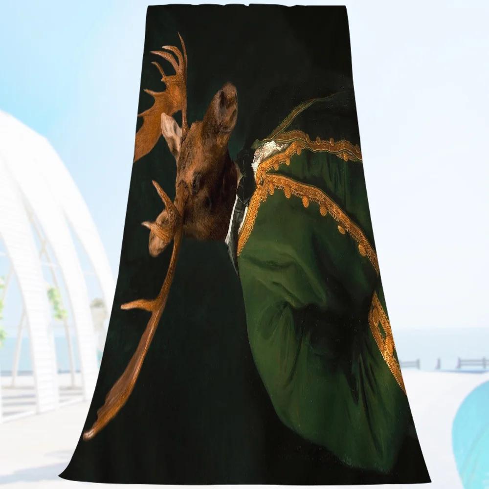 

Fashion Animals In A Suit Microfiber Beach Towel Absorbent Quick Dry Soft Yoga Swimming Resort Mountain Climbing Towel W30*H60(CM)