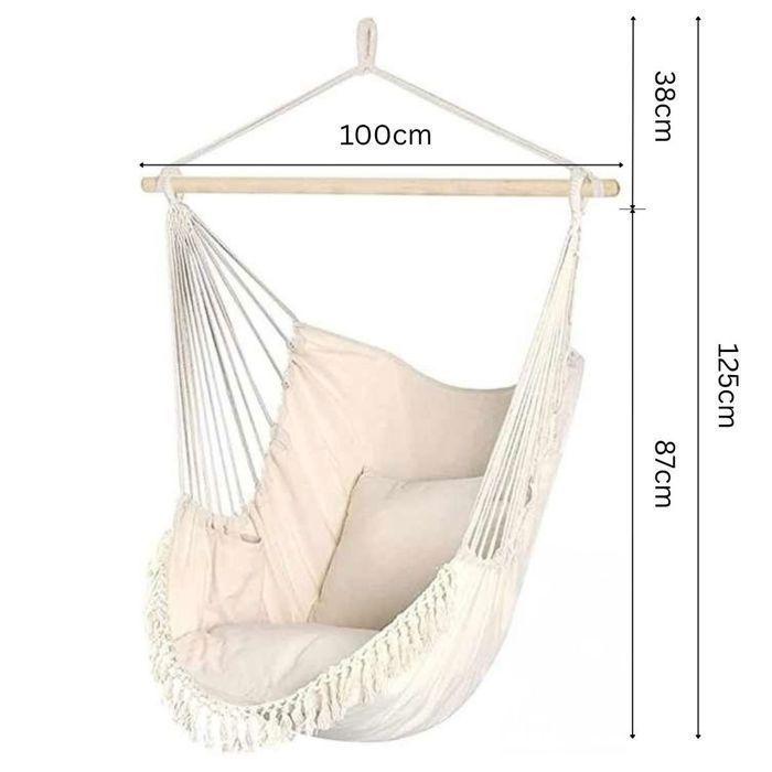 Chaise suspendue d'extérieur - Divit OH16 - Beige - Mélange coton - Charge 150 kg