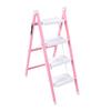 4 Step Ladder Non Slip Folding Step Stool Ladder Thickened Flower Stand for Kitchen Bedroom Office Pinkish White