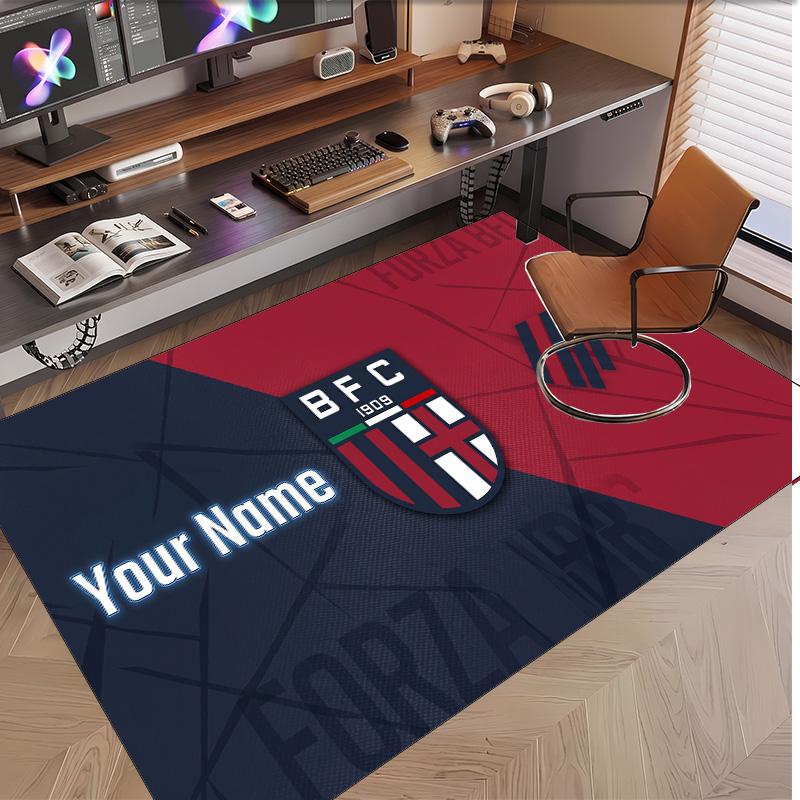 Personalized Crystal Velvet Carpet Bologna FC Pattern Non Slip Floor Rug
