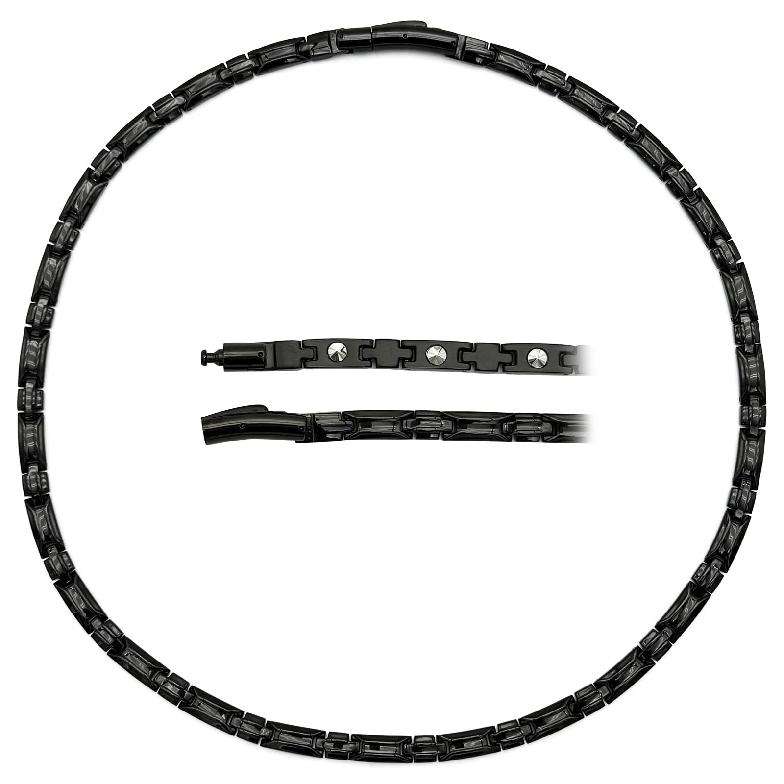 

[BEFOSHINN] 25-Piece Germanium Necklace, 99.99% Purity, Anti-Static, Unisex Fashion Jewelry, Skin-Friendly, Stylish, Lightweight, Gift Boxed (Black)