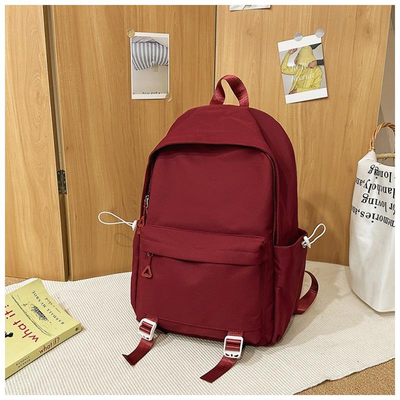 New Solid Color Schoolbag Female Simple Joker Leisure Travel Backpack Large Capacity Junior High School Students Shoulders.