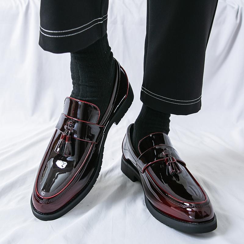 Lacquer Leather Men'S Shoes Leisure And Trendy Design Styles Fashion Party Outdoor 38-46 Plus Size Work Shoes Loafer Tassel