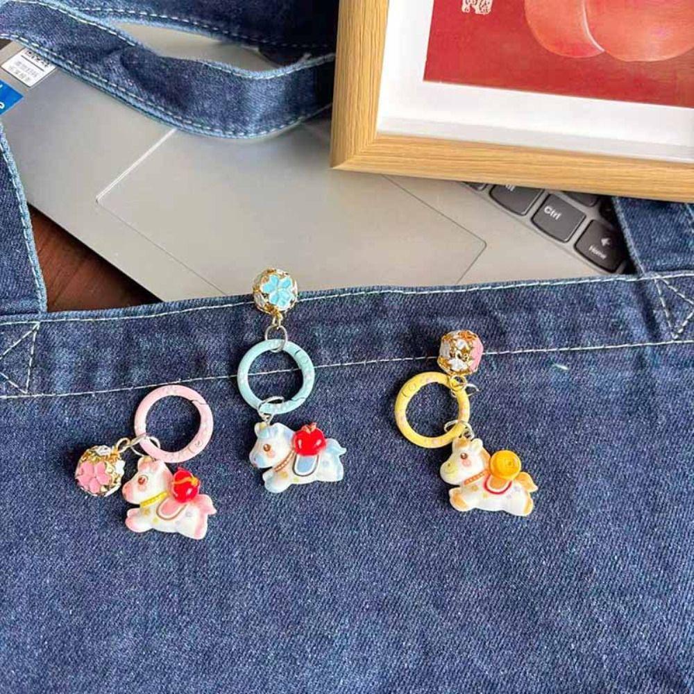Cute Cartoon Horse Bag Pendant Chinese Style New Year Keyring  Pony Pendant Gift