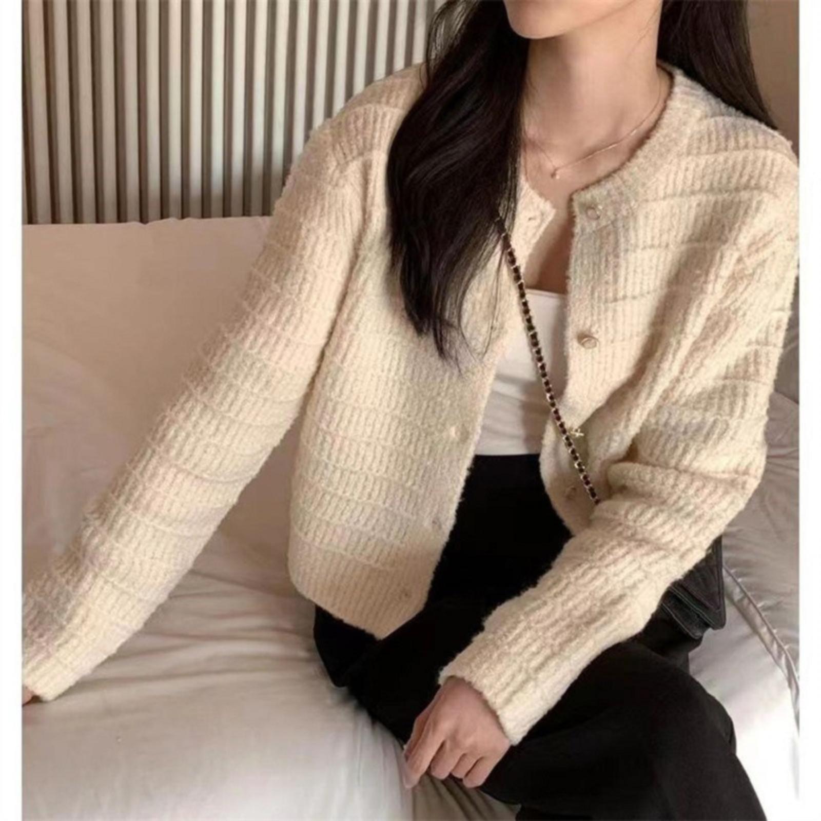 

Early Jacket: Korean- -Inspired French Vintage Knit Cardigan For Women Student-Friendly, Design With Youthful Appeal One Size білий