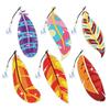 R-MSQ015-037 New Arrival 6pcs Feather Diamond Painting Bookmarks Resinstone Bookmark Pendant
