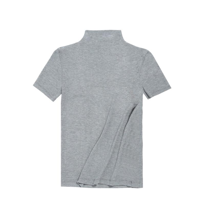 Mark Fairwhale Women's Ribbed Mock Neck Slim Fit Short Sleeve T-Shirt