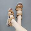 Fashion New 2025 Sports Casual Sandals Woven Velcro Large Size Women's Shoes Simple Cloth Lightweight Velcro Anti-Slip Mother's Shoes