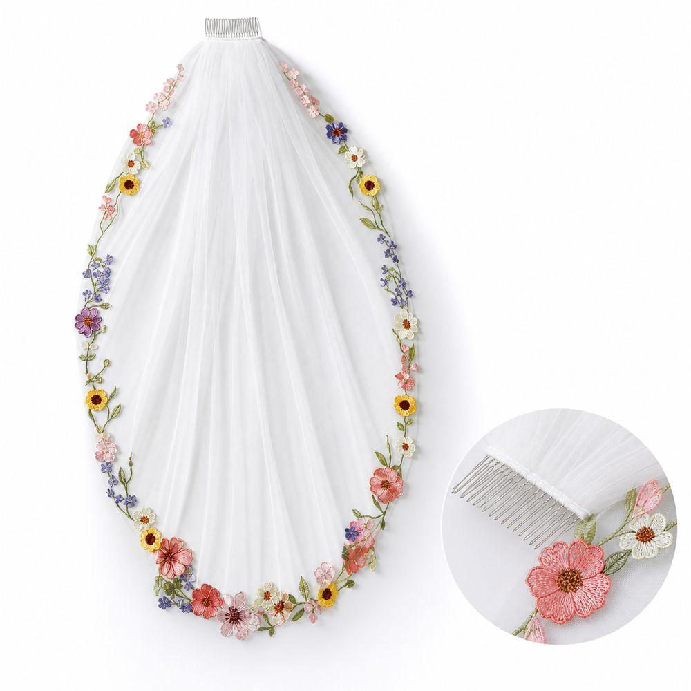 Embroidery Lace Floral Lace Bridal Veil Floral Applique Edge Wedding Veil  Bridal Wear