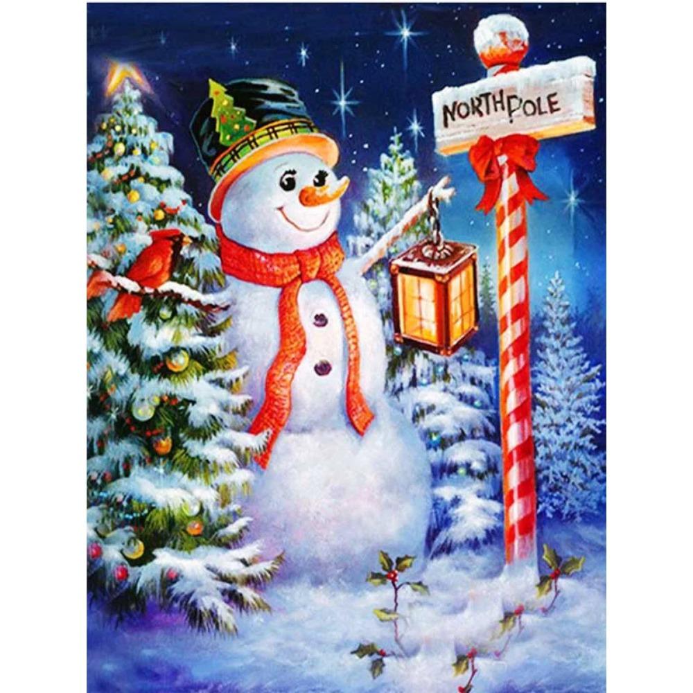 Pittura diamante arte trapano completo pupazzo di neve albero di Natale pittura diamante fatto a mano giorno nevoso fai da te diamante mosaico pittura decorazione della casa regalo di Natale