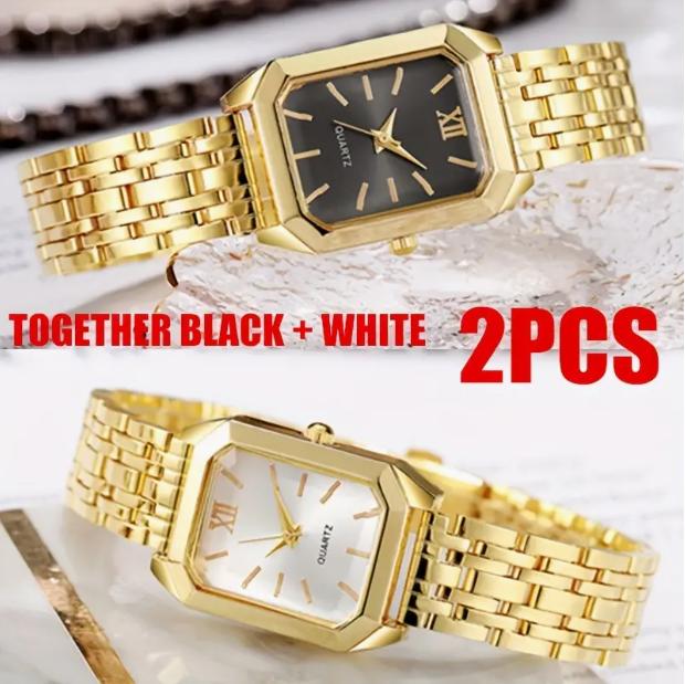 Elegancki Luksusowy Zegarek Damski - Koperta w odcieniu złota Stalowy Pasek, Mechanizm Kwarcowy z Cyframi Rzymskimi, Modny Dodatek Damski