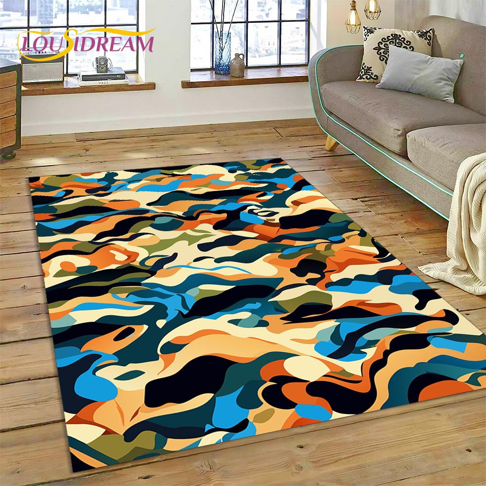 2025 Colorful Camo Green Camouflage Carpet Rug for Living Room Bedroom Home Sofa Decoration Play Area Rug Non-slip Floor Mat