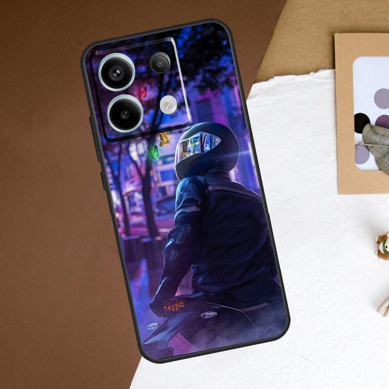 Neon Motorcycle Biker Phone Case For Redmi Note 12 13 Pro Plus 9 10 11 Pro 9S 10S 11S 12S Redmi 10C 12C 13C Cover