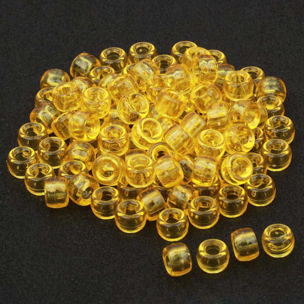 100 bucăți/pungă 6x9 mm mărgele ponei în vrac, mărgele ponei transparente pentru kit de fabricare a brățărilor, margele Kandi, margele de păr pentru împletituri, margele artizanale pentru realizarea de bijuterii