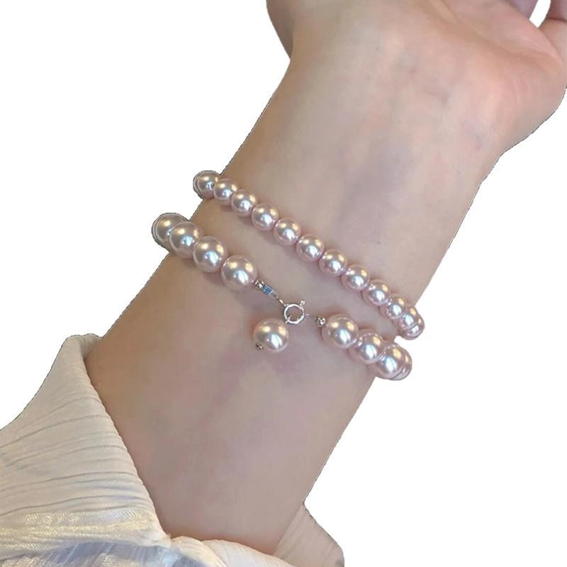 Exquisite Women's S925 Sterling Silver Manta Rose Pearl Bracelet - High-End Minimalist Design