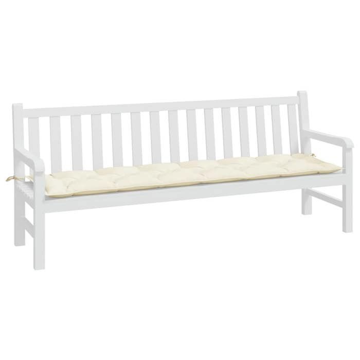 VidaXL Coussin de Banc de Jardin, Revêtement de Banc avec Jeux de Cordes, Coussin d'Extérieur Imperméable, Crème 200x50x7 cm 361642