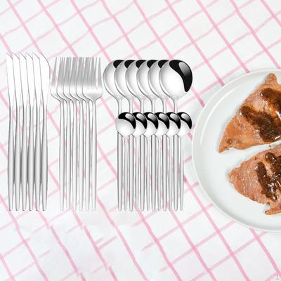 24 Pièces Service de Table Familial Couverts Platine Vaisselle pour Usage Quotidien