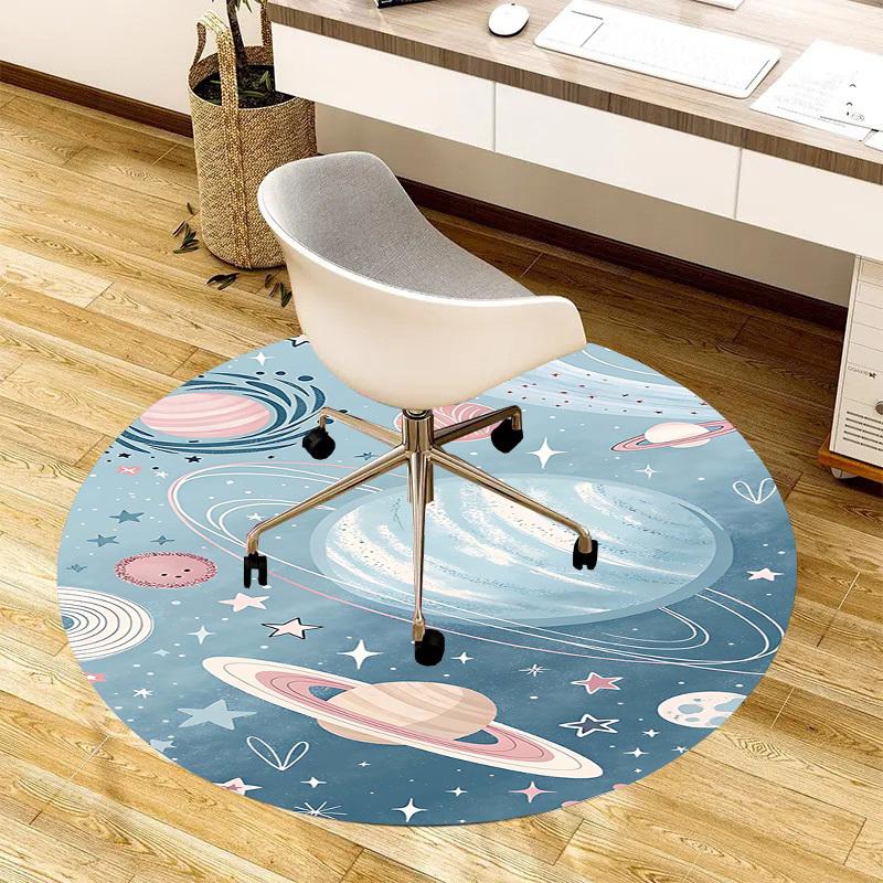 1PC space planets Non-Slip Floor Round carpet, Office, family, bedroom, Large Area Rug Indoor Rugs, Vibrant Colors-Z0438