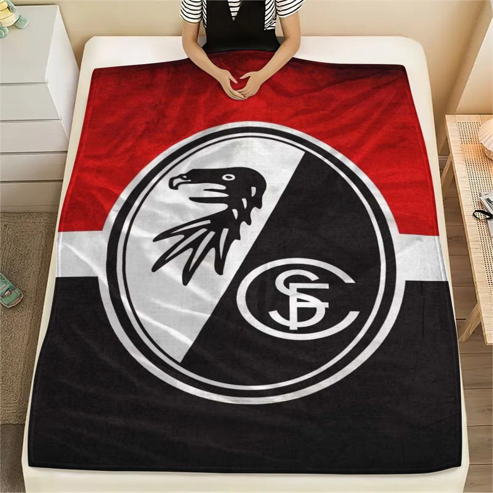 1Pc SC Freiburg Print Flannel Blanket High Quality Warm Comfortable Cover for All Seasons Perfect for Gifts Home Decor
