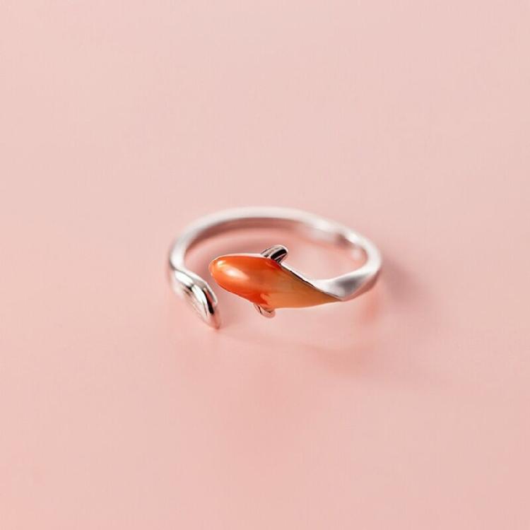 Gradient Lucky Carp Rings Kois Fish Open Rings for Trendsetters Unique Ornament