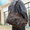 Genuine Leather Briefcase Men's Large Capacity One Shoulder Computer Bag Mad Horse Leather Vintage Hand-held Men's Business Bag