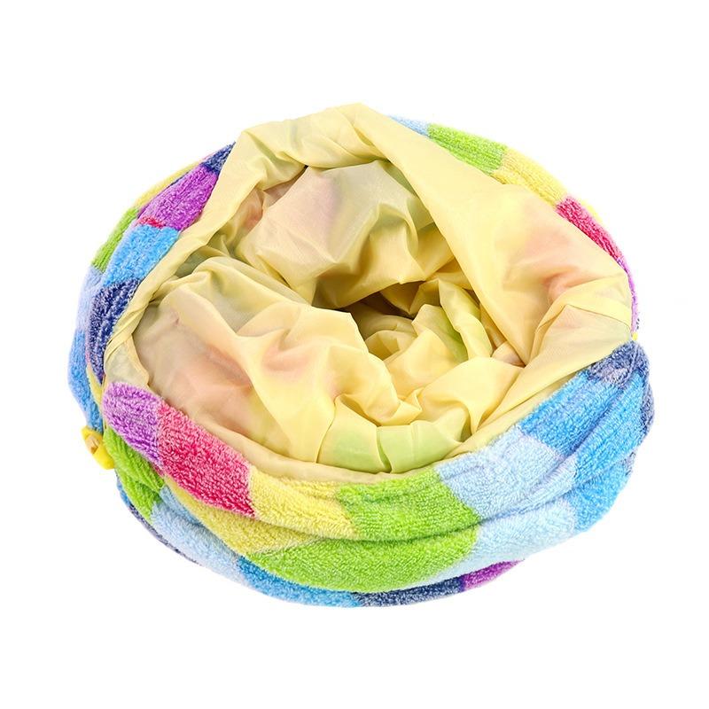 Flanell Regenbogen Katzen Tunnel mit Bällen Faltbares Trainingsröhrenzelt Kaninchenloch Spiel für Katzen Spielzubehör