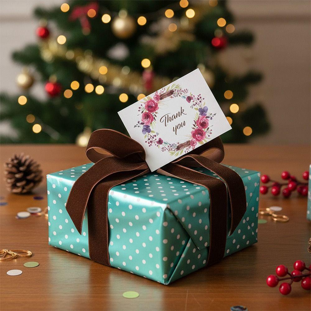 100PCS Multicolor Thank You Card Floral Pattern Package Decoration Gretting Cards Business Package I Love You Best Wishes Card