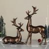 1 Pair Christmas Electroplating Golden Reindeer Statue Standing Sitting Elk Figurine Deer Sculpture Home Office Desktop Ornament