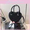 Stylish Black And Silver Ladies Crossbody Bag With Heart Shape Design And Pu Material
