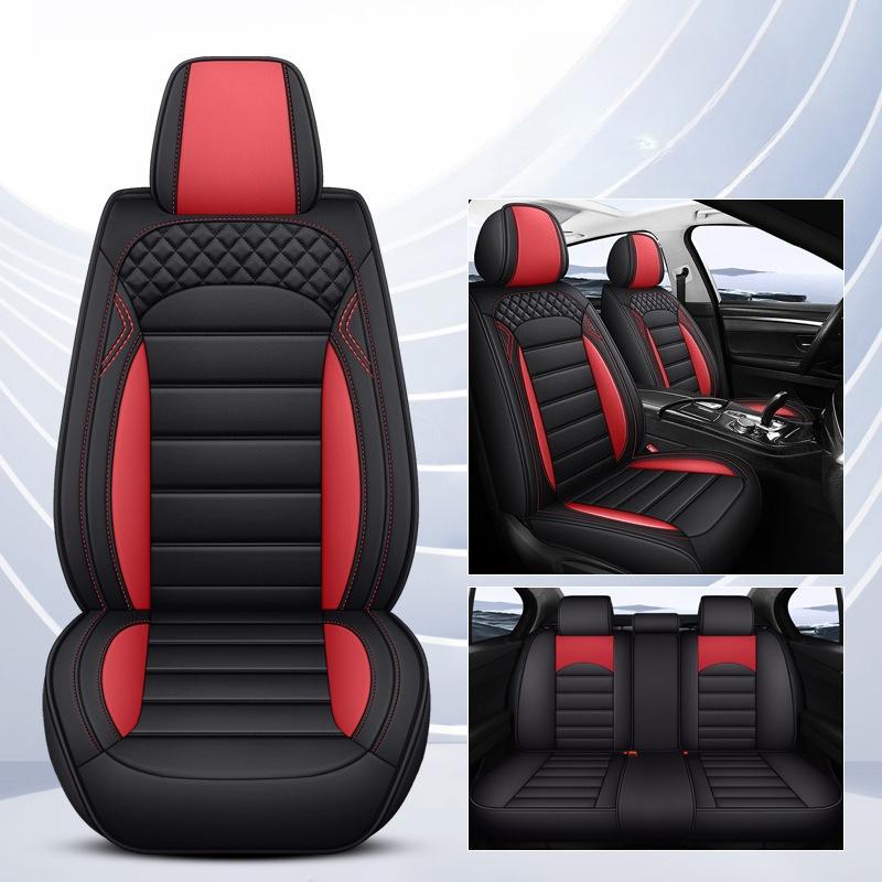 5-Seat Faux Leather Full Coverage Car Seat Covers, All-Season Wear-Resistant & Breathable, Soft Comfort with 3D Side Wing Design, Adjustable Rear Seat