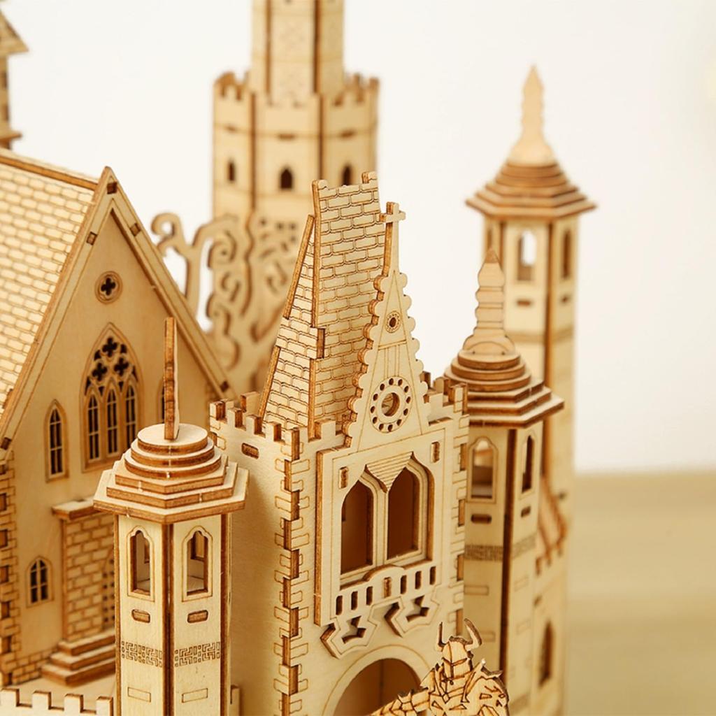 Hallisun 3D Wooden Puzzle for Adults (Ages 14+) - Assembly 3D Castle Puzzle - Mechanical Craft DIY Mechanical Wood Puzzle Toy Hobby Christmas Valentin