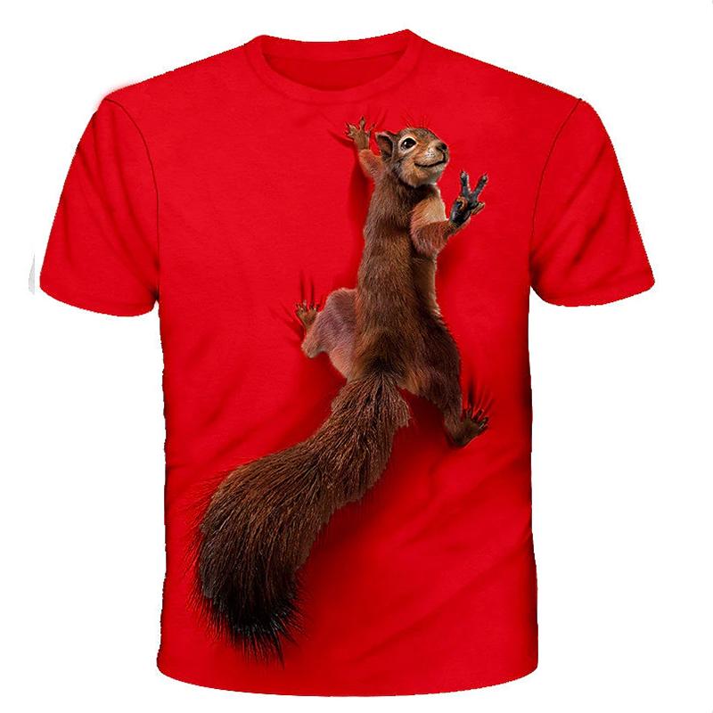 New Summer Men's Fashion T-shirt Personality Little Squirrel Printed Men's T-shirt Top