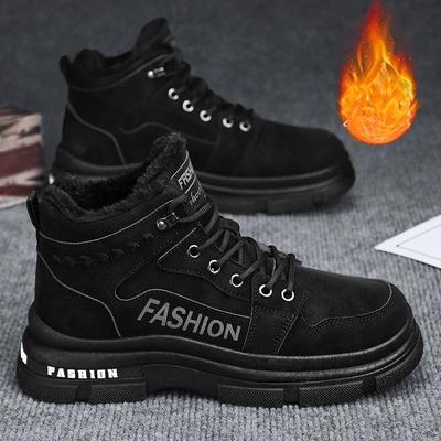 Herren Schneestiefel Winter Anti-Rutsch Plüsch Indoor Warm Kältefest Schneestiefel High Top Plateau Schnürung Outdoor Sport Arbeitsstiefel männlich