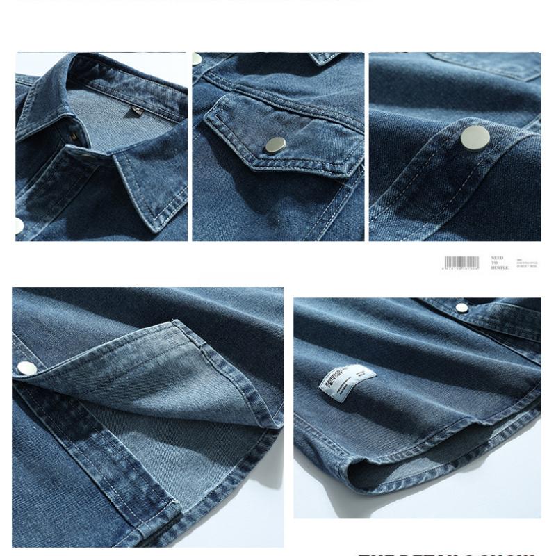 Cozy Up Men's Long Sleeve Double Pocket Snap Denim Shirt
