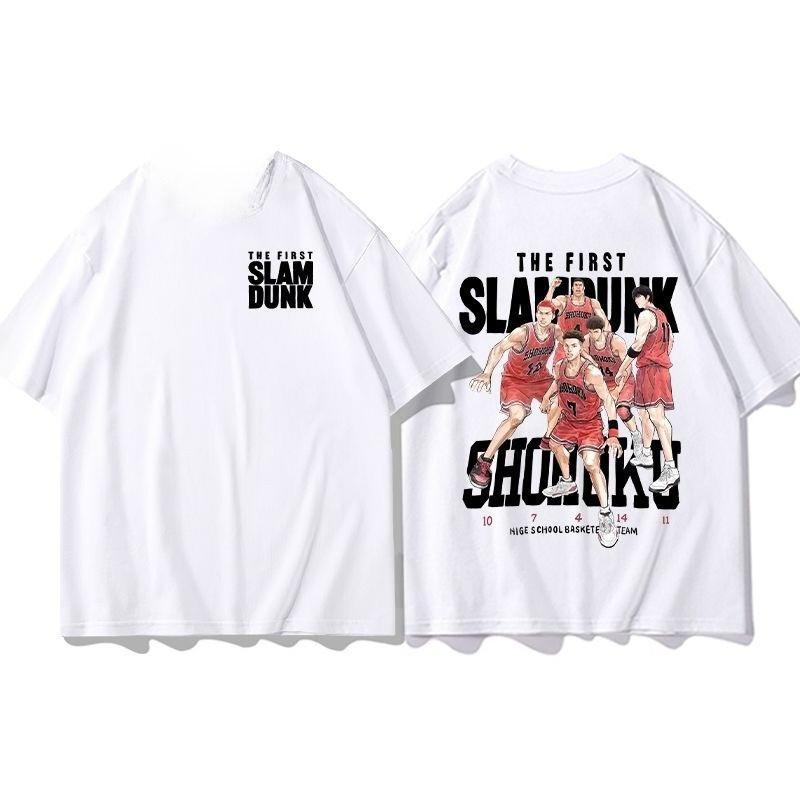 Cool anime Slam Dunk cartoon short-sleeved T-shirt for men summer front and back print loose clothes around Yukawa Kaede