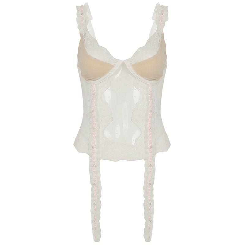 H's European and American Women's Clothing Baroque Young Adult V-neck Lace Chest Strap Pure Desire Sexy Waist Short Top