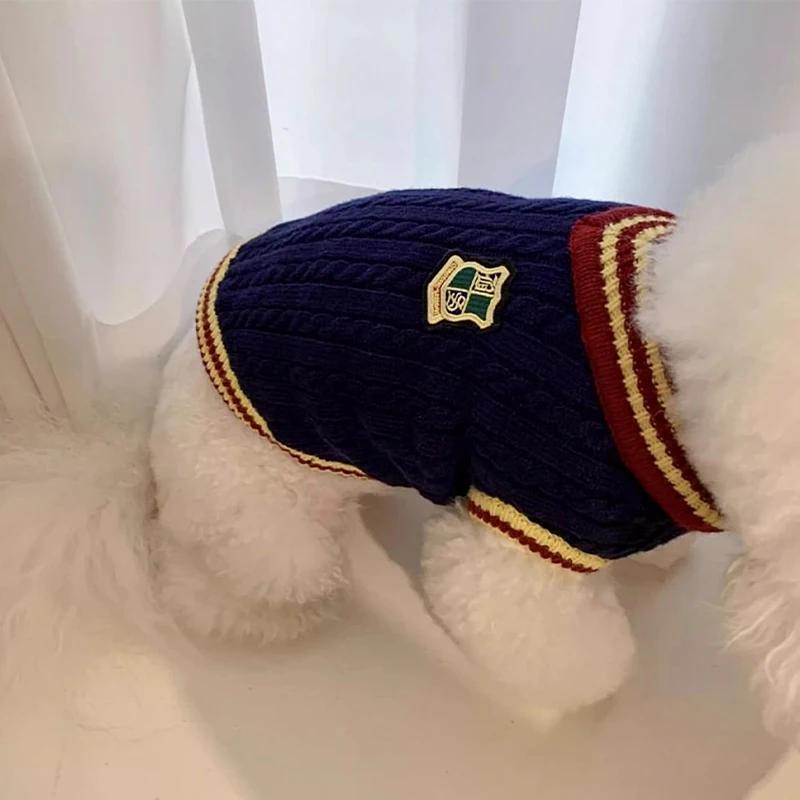 Dog Sweater Bear Striped Puppy Winter Clothes Pet Warm Sweatshirt Knitted Dog Coat Chihuahua Dachshund Clothing Dog Pullover