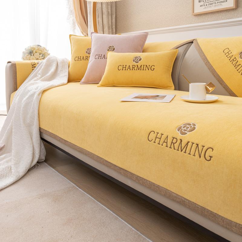 Luxury Chenille Sofa Cover Protector Non-slip Wide Gold Side Couch Slipcover Four Season Universal Sofa Covers for Living Room